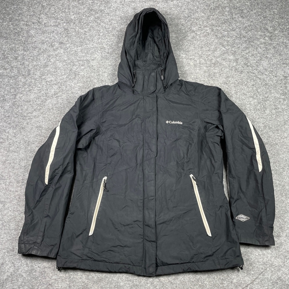 Columbia Interchange Jacket Womens M Black Omni-Tech Waterproof Rain Hooded